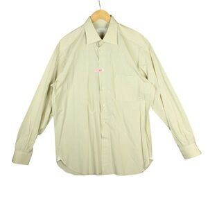 Ermengildo Zegna Comfort Fit Button Down Dress Shirt Mens 42 16.5 Beige Striped